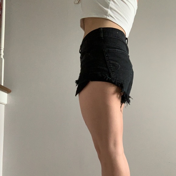 Distressed Hi-Rise Black Festival Jean Shorts - Picture 2 of 3